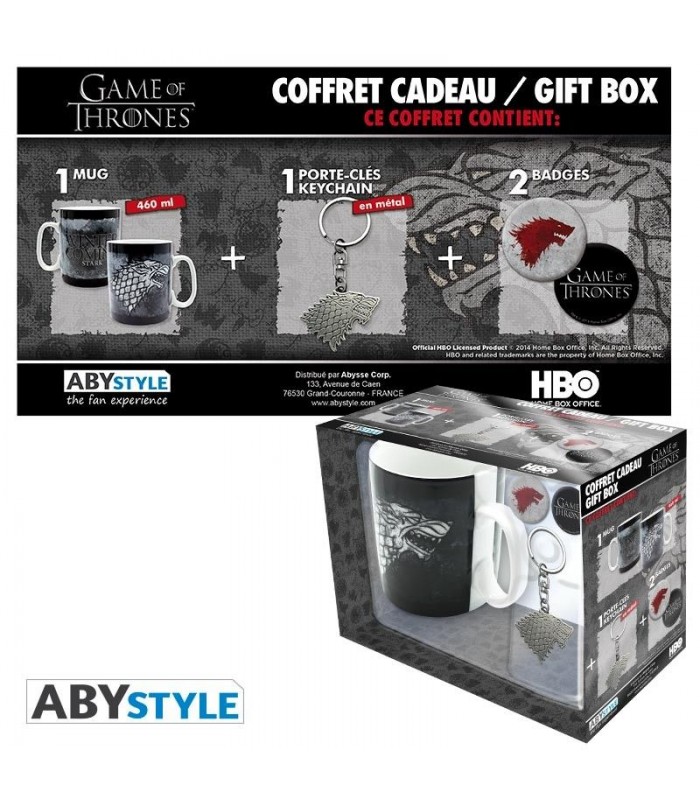 Pack  de taza, llavero y vaso Stark -  Juego de Tronos