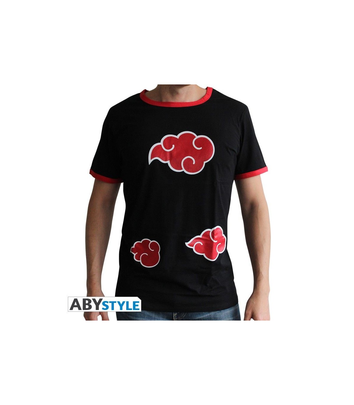 Naruto Camiseta Shippuden Akatsuki con símbolo de nube roja, Negro, S