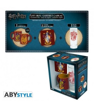 Pack de taza, vaso y posavasos de Gryffindor. Harry Potter