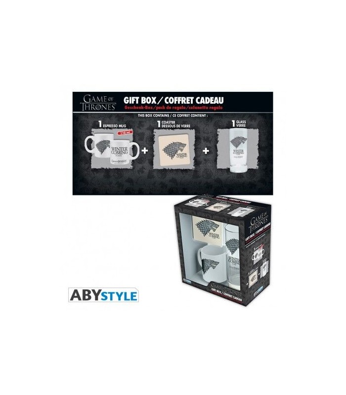 Pack Stark taza, vaso y posavasos - Juego de Tronos