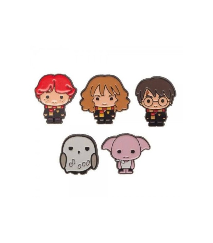 Pack 5 Chapas Harry, Hedwig, Dobby, Ron y Hermione - Harry Potter