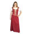 Vestido medieval rojo de mesonera en algodón
