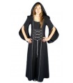 Vestido medieval negro de algodón con capucha