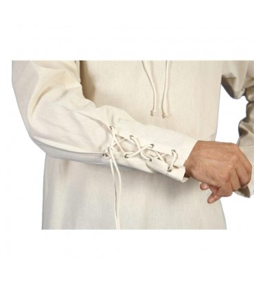 Camisa medieval blanca de algodón