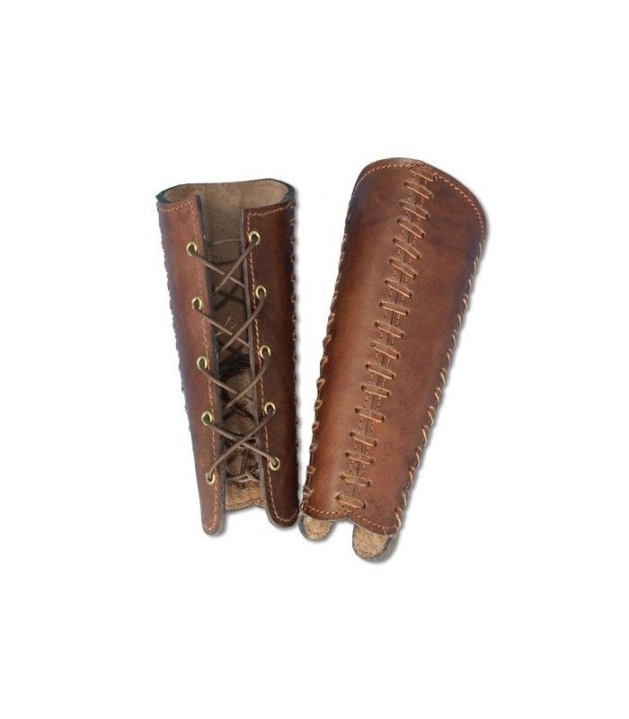 Brazales de cuero marrón con cordones