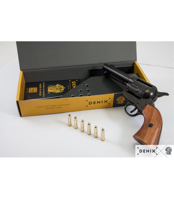 Réplica revólver Colt Single Action Army en negro cañón 4.75"con caja decorada y 6 balas - Denix