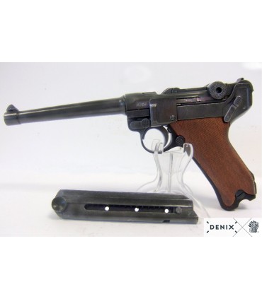 Réplica Pistola Luger P08 cañón largo y cachas en madera