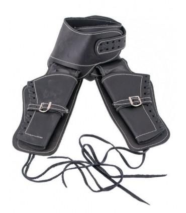 Canana de piel negra para dos revólveres