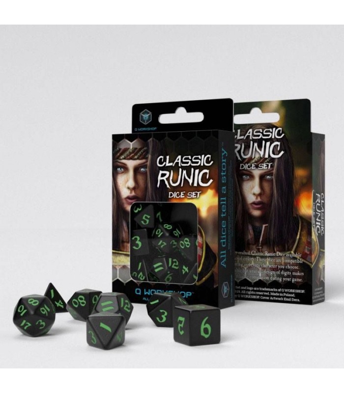 Set de dados para rol en color negro con números en rojo