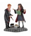 Figura de Ron y Hermione practicando Winguardium Leviosa - Harry Potter