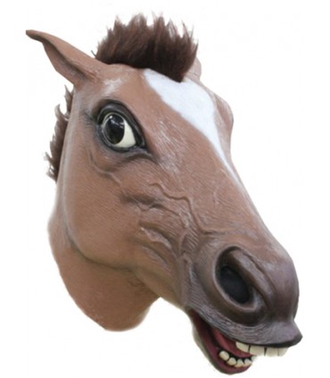 Máscara completa de caballo marrón para adulto