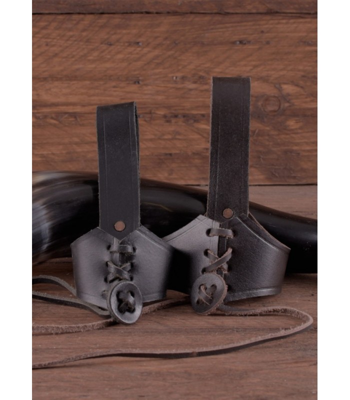 Soporte de cuero pequeño para cuerno negro