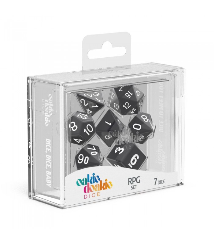 Set de dados para rol en color negro con los números en blanco