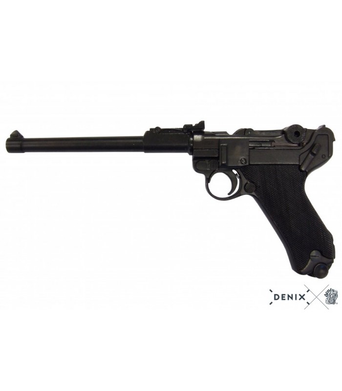 Réplica de la pistola Luger P08 de artillería con cachas negras