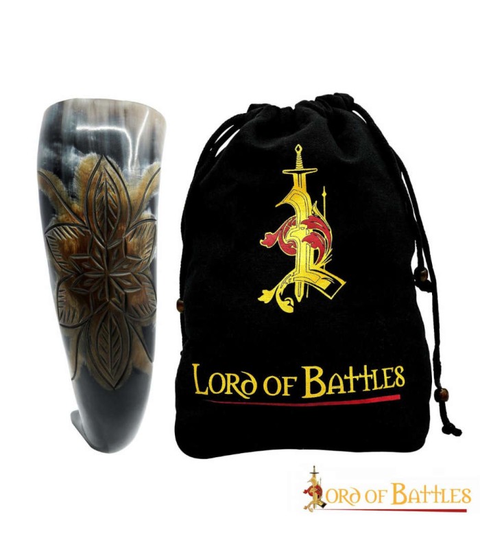 Todos los accesorios vikingos para rol en vivo en cuernavilla.com Cuerno vikingo para beber grabado flor