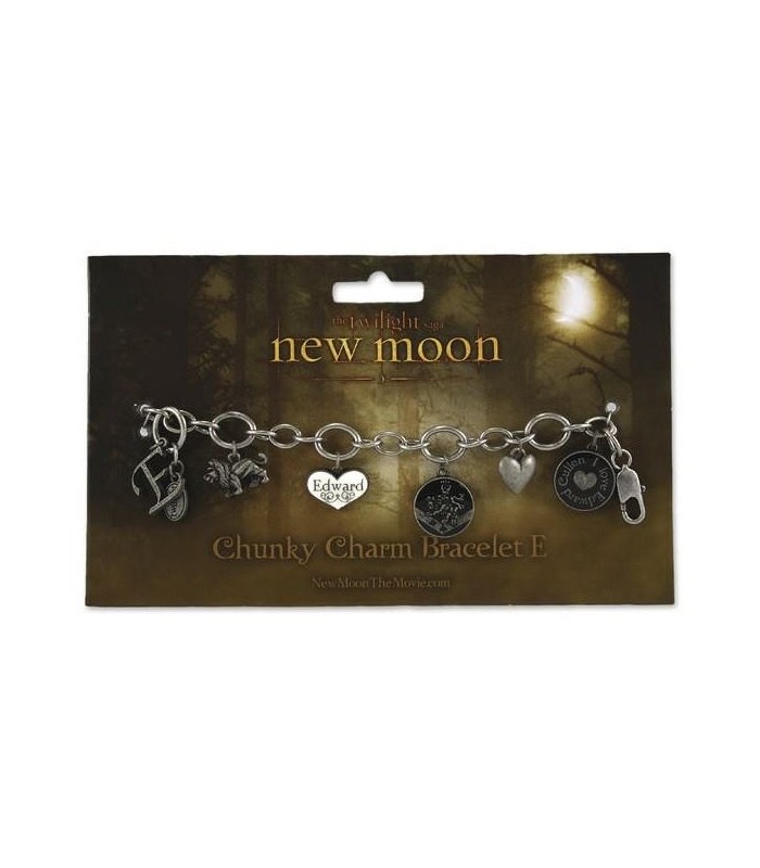 Pulsera Brazalete Amuletos "E" Luna Nueva (New Moon) Crepúsculo