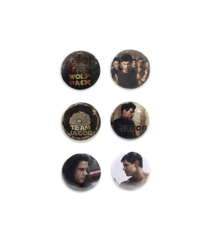 Chapas Jacob Wolf Pack Set de 6 Luna Nueva Crepusculo New Moon