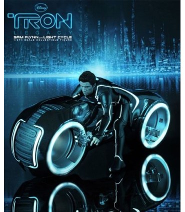 Figura Sam Flynn con Moto de Luz Tron Legacy