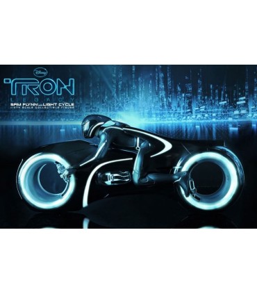 Figura Sam Flynn con Moto de Luz Tron Legacy