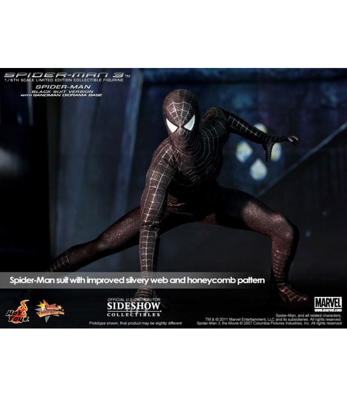 Figura Spiderman 3 Black Suit Masterpiece Escala 1:6
