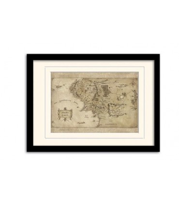 Mapa de la Tierra Media Poster Enmarcado con Paspartú El Hobbit