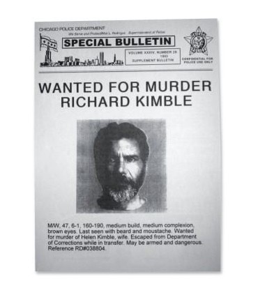 Poster "Se Busca a Richard Kimble por Asesinato" - El Fugitivo