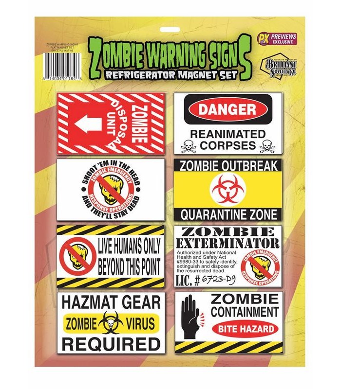 Set de imanes de aviso zombie