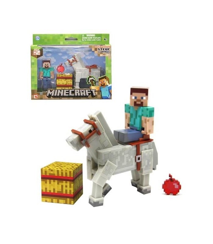 Figura Minecraft  Steve & White Horse 8 cm 