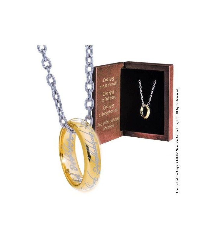 Anillo Único de Poder (con Cadena Plateada, Oro sobre Plata 925)