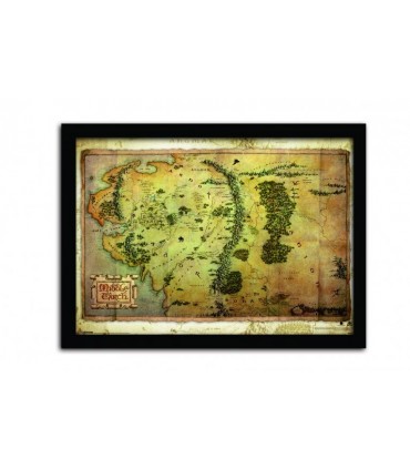 Mapa de la Tierra Media Poster Enmarcado - El Hobbit
