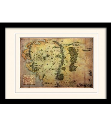 Mapa de viaje de la Tierra Media Enmarcado con paspartú - El Hobbit