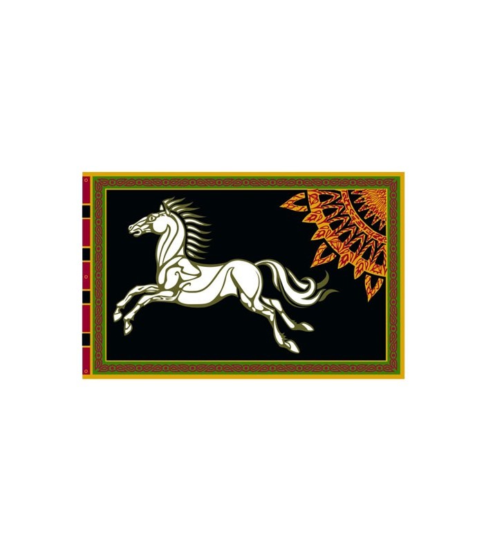 Bandera Estandarte de Rohan con fondo negro - El Señor de Los Anillos